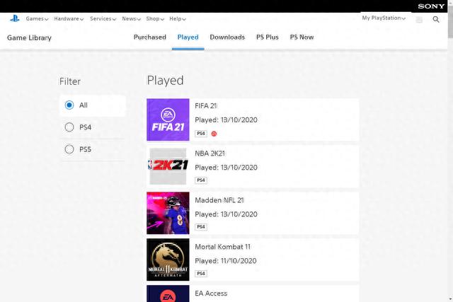 PlayStation英文官网上线游戏库功能 可查看自己游戏信息